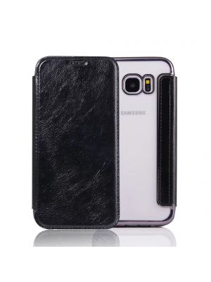 Etui à clapet en simili-cuir avec coque arrière/ bumper Black pour Samsung Galaxy S7