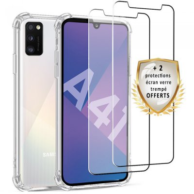 Coque Samsung Galaxy A41 Antichoc Silicone + 2 Vitres en verre trempé