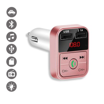 Transmetteur FM Bluetooth et chargeur voiture avec double USB Rose Gold 2,1A