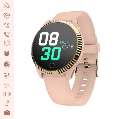 Montre connectée Moniteur De Fréquence Cardiaque Pression Artérielle Podomètre rose gold avec bracelet silicone rose gold