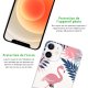 Coque iPhone 12 mini silicone transparente Flamant Tropical ultra resistant Protection housse Motif Ecriture Tendance Evetane