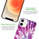 Coque iPhone 12 mini silicone transparente Tie and Dye Violet ultra resistant Protection housse Motif Ecriture Tendance Evetane