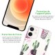 Coque iPhone 12 mini silicone transparente Cactus motifs ultra resistant Protection housse Motif Ecriture Tendance Evetane