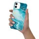 Coque iPhone 12 mini silicone transparente Bleu Nacré Marbre ultra resistant Protection housse Motif Ecriture Tendance Evetane