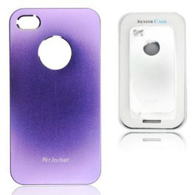 Coque hublot Air Jacket Metal Case violet argenté pour iPhone 4 / 4S