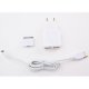 Chargeur secteur double USB Enjoy 1A blanc avec câble Micro USB & adaptateur iPhone