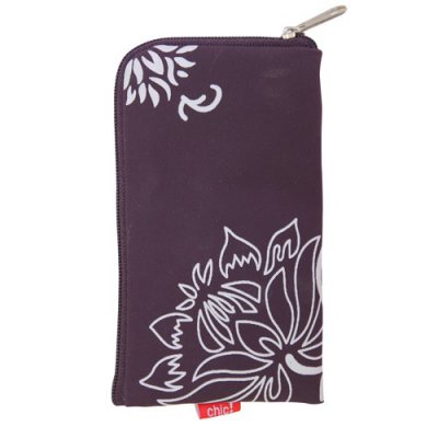 Forcell pochette zip violette motif fleurs iPhone