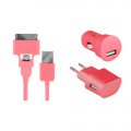 Pack charge 3 en 1 Colorblock Bubble Gum pour iPhone et téléphones micro USB