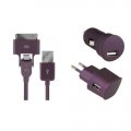 Pack charge 3 en 1 Colorblock Deep Purple pour iPhone et téléphones micro USB