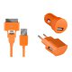 Pack de charge 3 en 1 Colorblock Orange pour iPhone et telephones micro USB