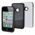 Set de 2 coques minigel glossy noir blanc pour iPhone 5 / 5S avec protection écran