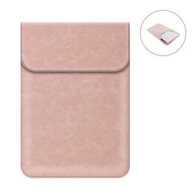 Housse de protection aspect cuir pour tablette, ordinateur compatible 13,3 à 15,4 pouces Rose Gold