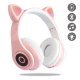 Casque en forme oreille de chats Bluetooth avec Lumière LED rose 