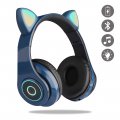 Casque en forme oreille de chats  Bluetooth avec Lumière LED Bleu Marine 