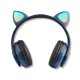 Casque en forme oreille de chats  Bluetooth avec Lumière LED Bleu Marine 