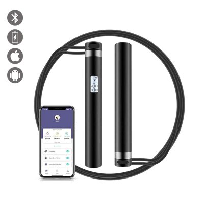 Corde à sauter connectée rechargeable avec enregistrement de vitesse, calories, temps