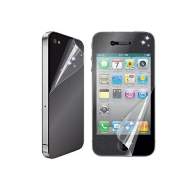 Set 2 films protecteurs ecran transparents pailletes avant arriere iPhone 4 et 4S