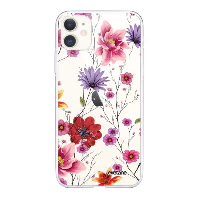 Coque iPhone 11 360 intégrale transparente Fleurs Multicolores Tendance Evetane.