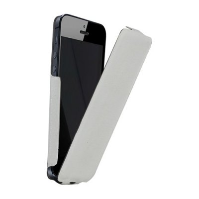 Etui coque ultra slim blanc finition cuir grainé pour iPhone 5 