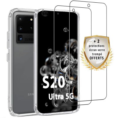 Coque Samsung Galaxy S20 Ultra 5G Silicone + 2 verres trempés.