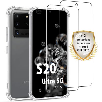 Coque Samsung Galaxy S20 Ultra 5G Antichoc Silicone + 2 verres trempés.