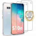 Coque Samsung Galaxy S10e Antichoc Silicone + 2 Vitres en verre trempé  Protection écran