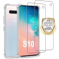 Coque Samsung Galaxy S10  Antichoc Silicone + 2 Vitres en verre trempé Protection écran