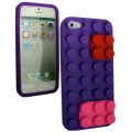 Coque silicone aspect brique relief violet pour iPhone 5 / 5S
