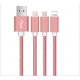 Câble USB de charge 3 en 1 compatible Micro USB, Apple Lightning, interface Type-C - Rose gold