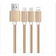 Câble USB de charge 3 en 1 compatible Micro USB, Apple Lightning, interface Type-C - Gold
