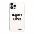 Coque iPhone 12/12 Pro silicone transparente Happy Love ultra resistant Protection housse Motif Ecriture Tendance Evetane