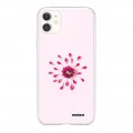 Coque iPhone 11 silicone transparente Fleur Rose Fushia ultra resistant Protection housse Motif Ecriture Tendance Evetane