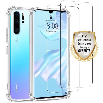 Coque Huawei P30 Pro Antichoc Silicone + 2 Vitres en verre trempé Protection écran