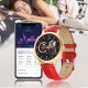 Montre connectée Bluetooth contrôle de musique, podométre - Bracelet Rouge façcon croco