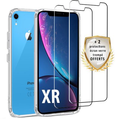 Coque iPhone XR Silicone + 2 verres trempés.