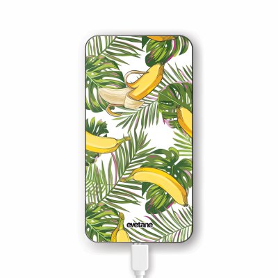 Batterie verre trempé 8000mAh Bananes Tropicales Motif Ecriture Tendance Evetane