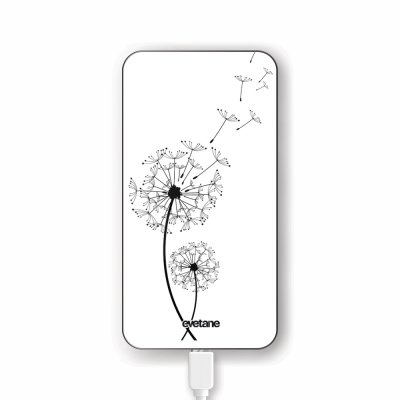 Batterie verre trempé 8000mAh Pissenlit Motif Ecriture Tendance Evetane