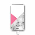 Batterie verre trempé 8000mAh Marbre rose et gris Motif Ecriture Tendance Evetane