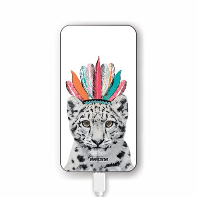 Batterie verre trempé 8000mAh Léopard Indien Motif Ecriture Tendance Evetane