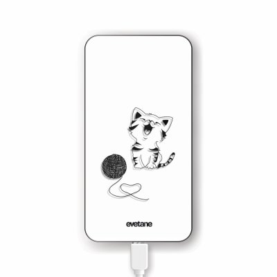 Batterie verre trempé 8000mAh Chat et Laine Motif Ecriture Tendance Evetane