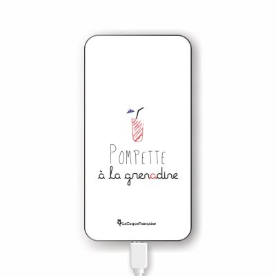 Batterie en verre trempé universel 8000mAh Pompette à la grenadine Motif Ecriture Tendance La Coque Francaise