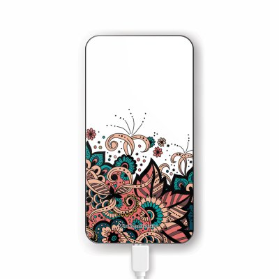 Batterie en verre trempé universel 8000mAh Cachemire bleu corail Motif Ecriture Tendance La Coque Francaise