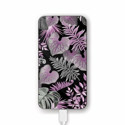 Batterie en verre trempé universel 8000mAh Fleurs Tropicales Parme Motif Ecriture Tendance La Coque Francaise