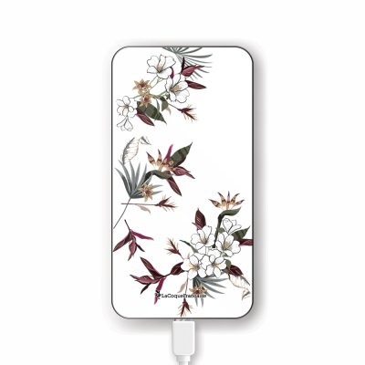 Batterie en verre trempé universel 8000mAh Fleurs Sauvages Motif Ecriture Tendance La Coque Francaise