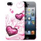 Coque silicone iPhone 5 Pink heart gros coeurs rose