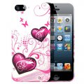 Coque silicone iPhone 5 / 5S Pink heart gros coeurs rose