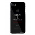 Coque iPhone 7/8/ iPhone SE 2020 rigide transparente Gourmand et paresseux blanc Dessin La Coque Francaise