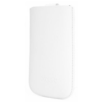Etui pouch en cuir Xqisit Easyout iPhone 5 blanc