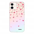 Coque iPhone 11 silicone fond holographique Coeurs en confettis Design Evetane