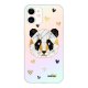 Coque iPhone 11 silicone fond holographique Panda Géométrique Design Evetane